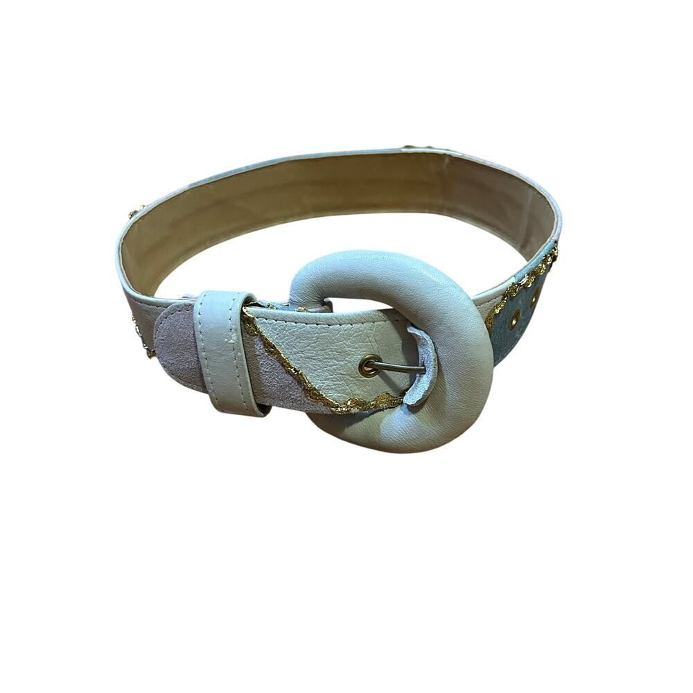 Vintage Pastel Patchwork Suede & Leather Belt - Picture 2 of 6